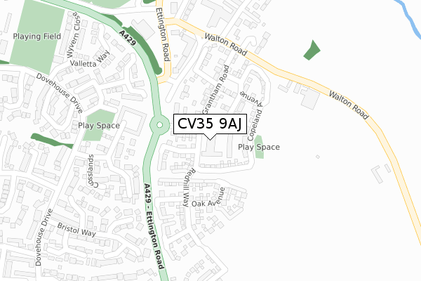 CV35 9AJ map - large scale - OS Open Zoomstack (Ordnance Survey)