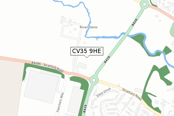 CV35 9HE map - large scale - OS Open Zoomstack (Ordnance Survey)