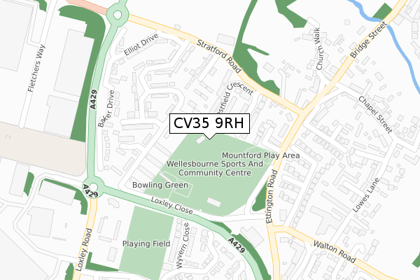 CV35 9RH map - large scale - OS Open Zoomstack (Ordnance Survey)