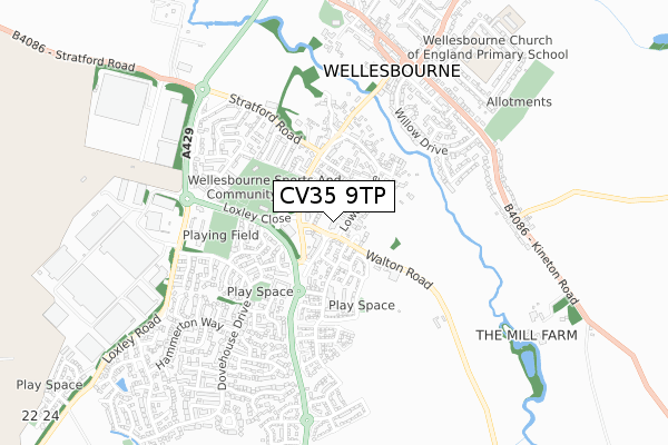 CV35 9TP map - small scale - OS Open Zoomstack (Ordnance Survey)
