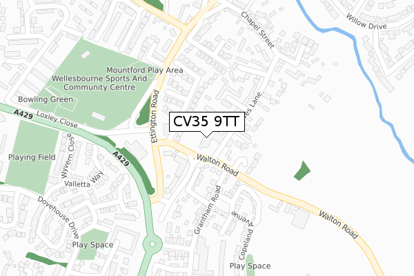 CV35 9TT map - large scale - OS Open Zoomstack (Ordnance Survey)