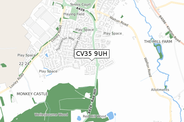 CV35 9UH map - small scale - OS Open Zoomstack (Ordnance Survey) CV35 9UH map - small scale - OS Open Zoomstack (Ordnance Survey)