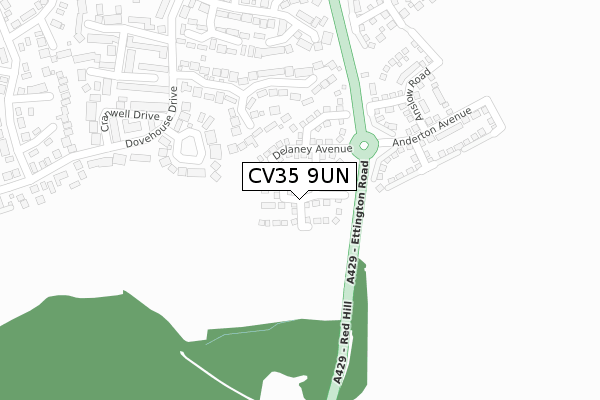 CV35 9UN map - large scale - OS Open Zoomstack (Ordnance Survey)