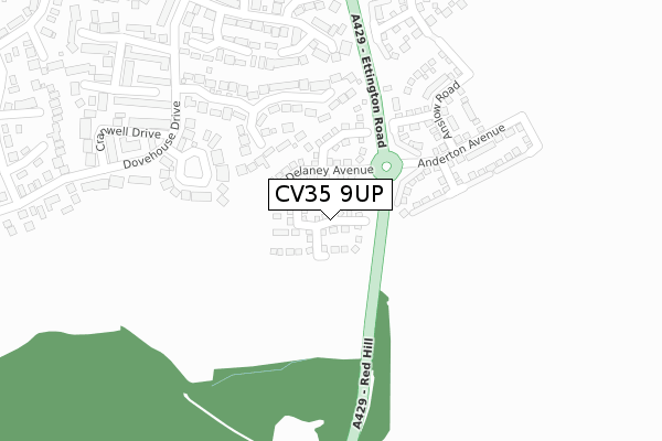 CV35 9UP map - large scale - OS Open Zoomstack (Ordnance Survey)