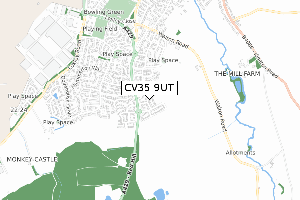 CV35 9UT map - small scale - OS Open Zoomstack (Ordnance Survey)