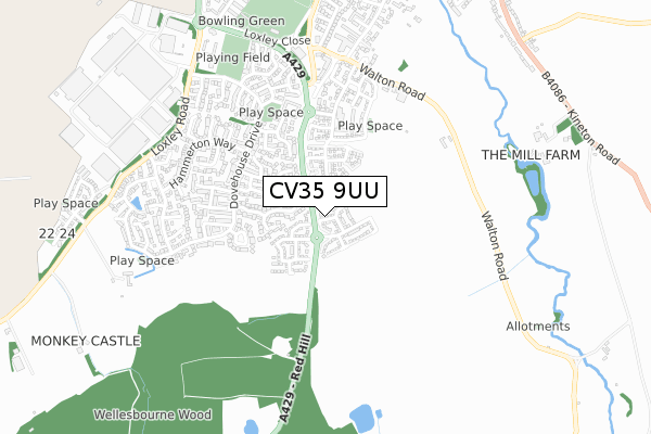 CV35 9UU map - small scale - OS Open Zoomstack (Ordnance Survey) CV35 9UU map - small scale - OS Open Zoomstack (Ordnance Survey)