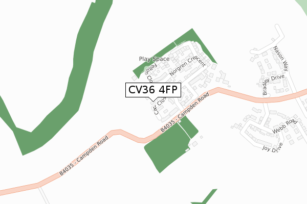 CV36 4FP map - large scale - OS Open Zoomstack (Ordnance Survey)
