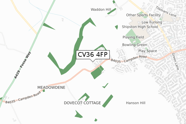 CV36 4FP map - small scale - OS Open Zoomstack (Ordnance Survey)