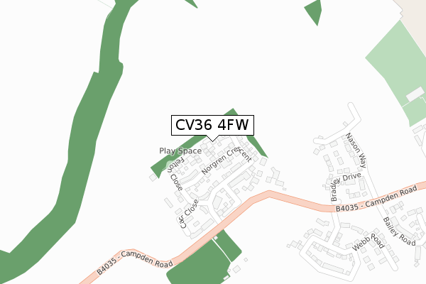 CV36 4FW map - large scale - OS Open Zoomstack (Ordnance Survey)
