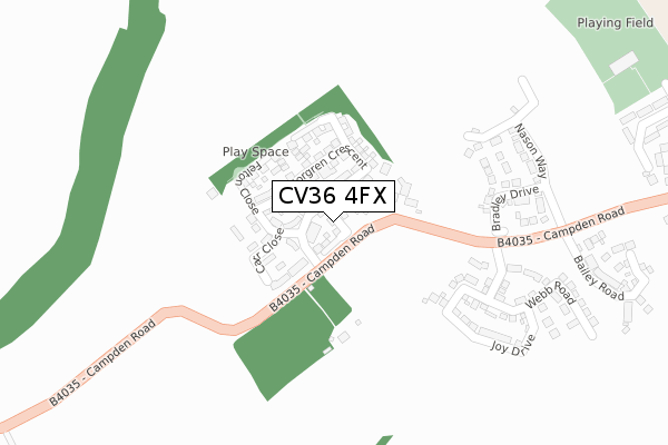CV36 4FX map - large scale - OS Open Zoomstack (Ordnance Survey)