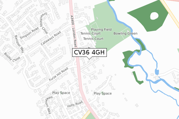 CV36 4GH map - large scale - OS Open Zoomstack (Ordnance Survey)