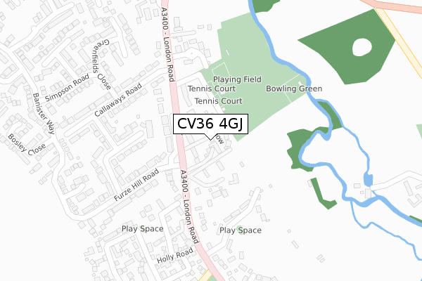 CV36 4GJ map - large scale - OS Open Zoomstack (Ordnance Survey)