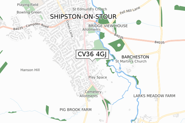 CV36 4GJ map - small scale - OS Open Zoomstack (Ordnance Survey)