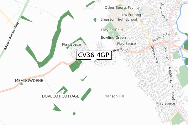CV36 4GP map - small scale - OS Open Zoomstack (Ordnance Survey) CV36 4GP map - small scale - OS Open Zoomstack (Ordnance Survey)