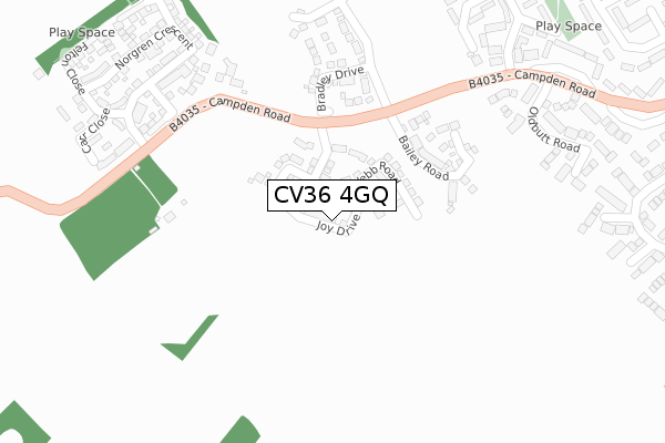 CV36 4GQ map - large scale - OS Open Zoomstack (Ordnance Survey)