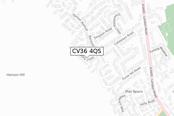 CV36 4QS map - large scale - OS Open Zoomstack (Ordnance Survey)