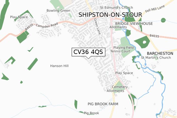CV36 4QS map - small scale - OS Open Zoomstack (Ordnance Survey) CV36 4QS map - small scale - OS Open Zoomstack (Ordnance Survey)
