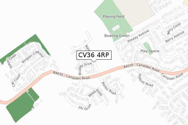 CV36 4RP map - large scale - OS Open Zoomstack (Ordnance Survey)