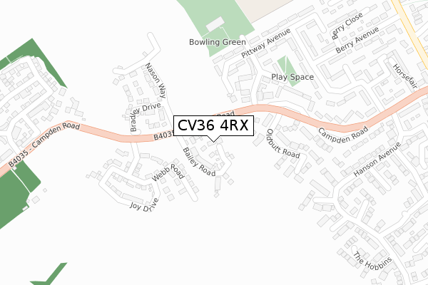 CV36 4RX map - large scale - OS Open Zoomstack (Ordnance Survey)