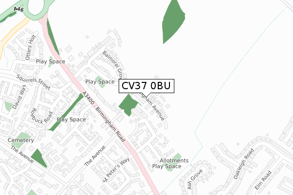 CV37 0BU map - large scale - OS Open Zoomstack (Ordnance Survey)