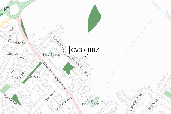 CV37 0BZ map - large scale - OS Open Zoomstack (Ordnance Survey) CV37 0BZ map - large scale - OS Open Zoomstack (Ordnance Survey)