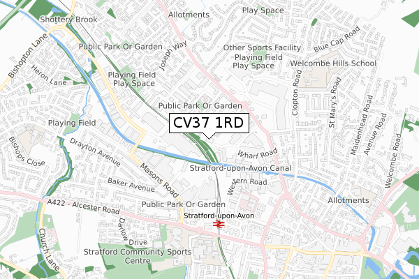 CV37 1RD map - small scale - OS Open Zoomstack (Ordnance Survey)