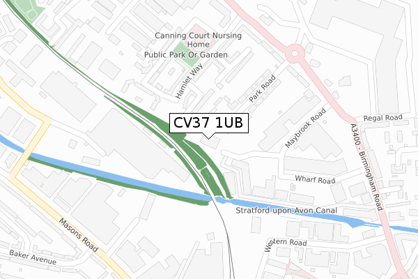 CV37 1UB map - large scale - OS Open Zoomstack (Ordnance Survey)