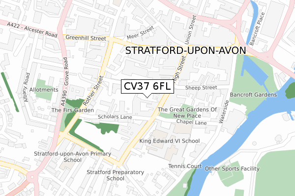 CV37 6FL map - large scale - OS Open Zoomstack (Ordnance Survey)