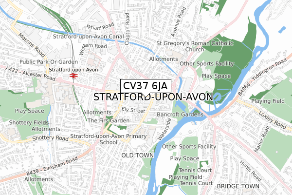 CV37 6JA map - small scale - OS Open Zoomstack (Ordnance Survey) CV37 6JA map - small scale - OS Open Zoomstack (Ordnance Survey)