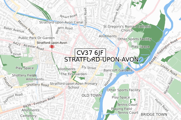 CV37 6JF map - small scale - OS Open Zoomstack (Ordnance Survey)