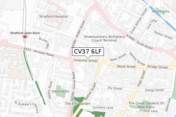 CV37 6LF map - large scale - OS Open Zoomstack (Ordnance Survey)