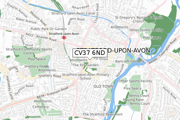 CV37 6ND map - small scale - OS Open Zoomstack (Ordnance Survey) CV37 6ND map - small scale - OS Open Zoomstack (Ordnance Survey)