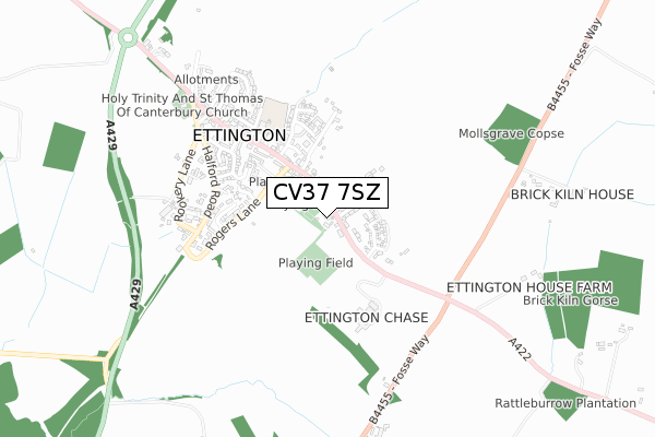 CV37 7SZ map - small scale - OS Open Zoomstack (Ordnance Survey)