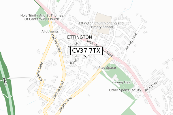 CV37 7TX map - large scale - OS Open Zoomstack (Ordnance Survey)