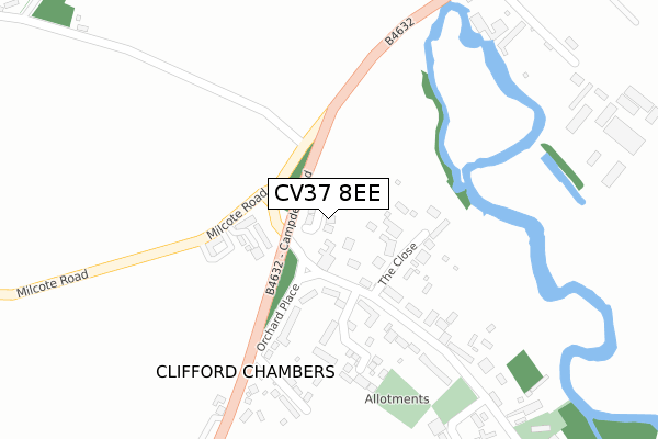 CV37 8EE map - large scale - OS Open Zoomstack (Ordnance Survey)