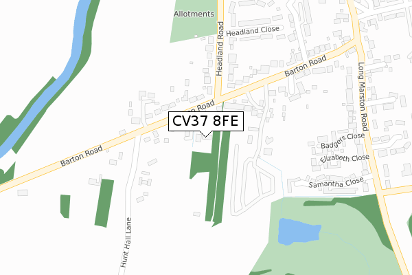 CV37 8FE map - large scale - OS Open Zoomstack (Ordnance Survey)