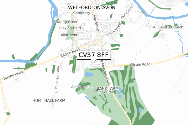 CV37 8FF map - small scale - OS Open Zoomstack (Ordnance Survey)