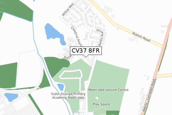 CV37 8FR map - large scale - OS Open Zoomstack (Ordnance Survey)
