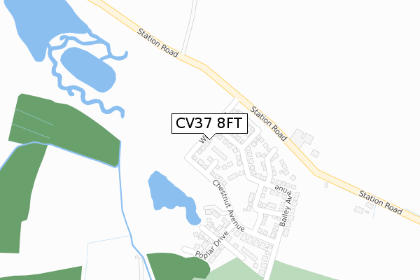 CV37 8FT map - large scale - OS Open Zoomstack (Ordnance Survey)