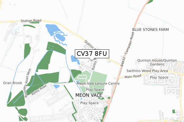 CV37 8FU map - small scale - OS Open Zoomstack (Ordnance Survey)