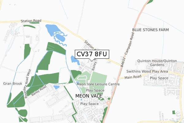 CV37 8FU map - small scale - OS Open Zoomstack (Ordnance Survey) CV37 8FU map - small scale - OS Open Zoomstack (Ordnance Survey)