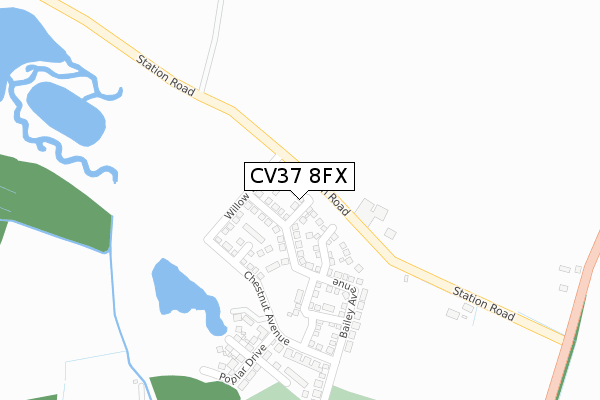 CV37 8FX map - large scale - OS Open Zoomstack (Ordnance Survey)
