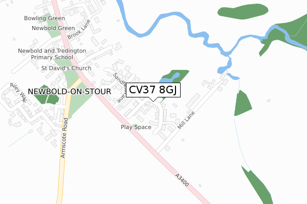 CV37 8GJ map - large scale - OS Open Zoomstack (Ordnance Survey)
