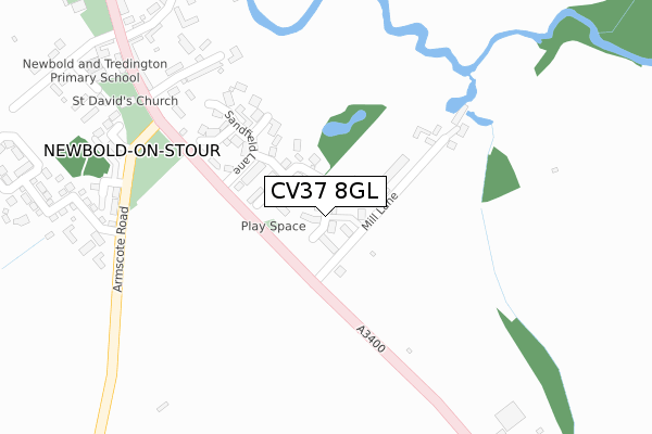 CV37 8GL map - large scale - OS Open Zoomstack (Ordnance Survey)