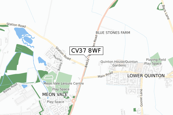 CV37 8WF map - small scale - OS Open Zoomstack (Ordnance Survey)