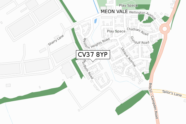 CV37 8YP map - large scale - OS Open Zoomstack (Ordnance Survey)