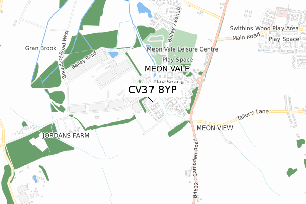 CV37 8YP map - small scale - OS Open Zoomstack (Ordnance Survey)