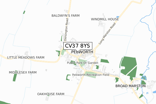 CV37 8YS map - small scale - OS Open Zoomstack (Ordnance Survey)
