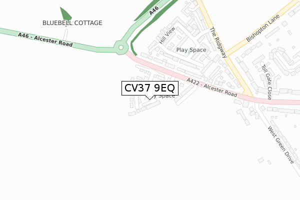 CV37 9EQ map - large scale - OS Open Zoomstack (Ordnance Survey) CV37 9EQ map - large scale - OS Open Zoomstack (Ordnance Survey)