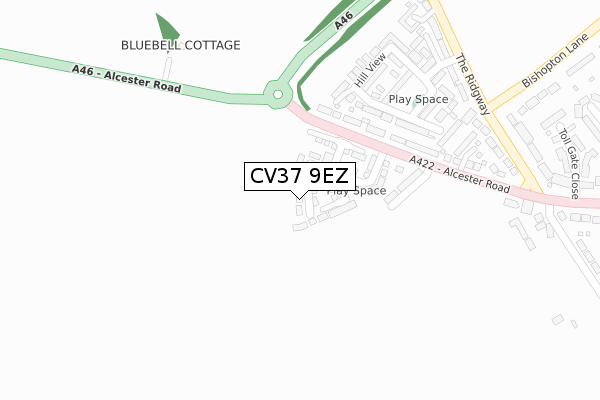 CV37 9EZ map - large scale - OS Open Zoomstack (Ordnance Survey)